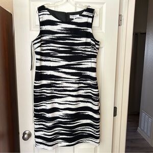 Jones Studio Separates Shift Dress Black And Ivory Women’s Size 16. Fully Lined